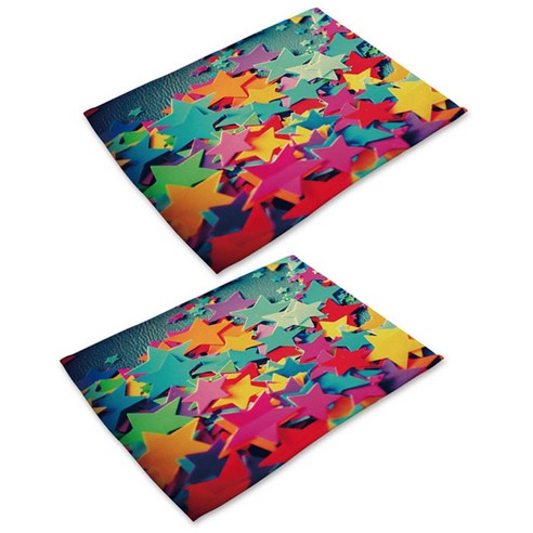 핑크망고 레인보우 칼라 식탁매트 2p, H, 42 x 32 cm