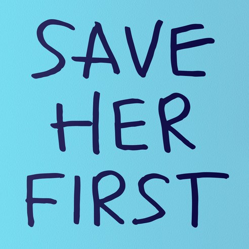 1AM 캘리그라피 인테리어 포인트 스티커 SAVE HER FIRST, 군청