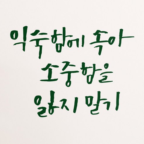 1AM 캘리그라피 인테리어 포인트 스티커 익숙함에 속아, 초록