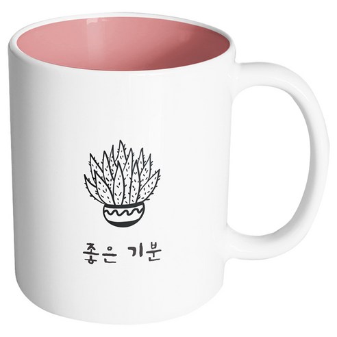 핸드팩토리 마음의선물 좋은기분 머그컵, 내부 파스텔 핑크, 1개