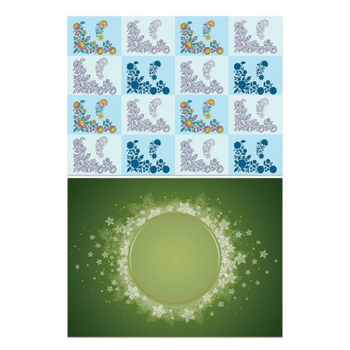 로엠디자인 실리콘 식탁매트 꽃패턴블루 + 별, 1, 385 x 285 mm