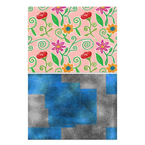 로엠디자인 실리콘 식탁매트 꽃밭 + 빈티지패턴, 혼합 색상, 385 x 285 mm