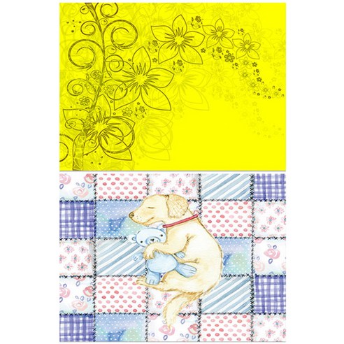 로엠디자인 실리콘 식탁매트 2p세트, 꽃향기(노랑) + 낮잠, 385 x 285 mm
