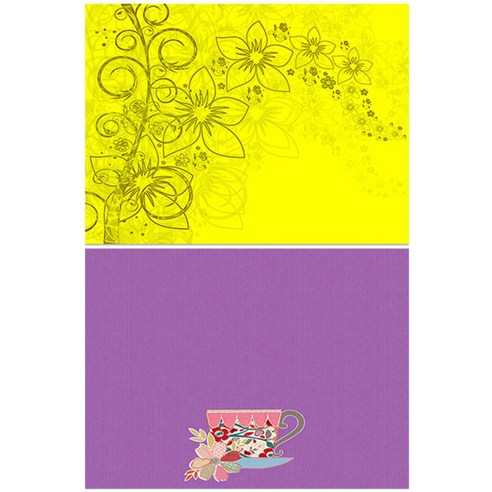 로엠디자인 실리콘 식탁매트 2p세트, 꽃향기(노랑) + 차한잔, 385 x 285 mm