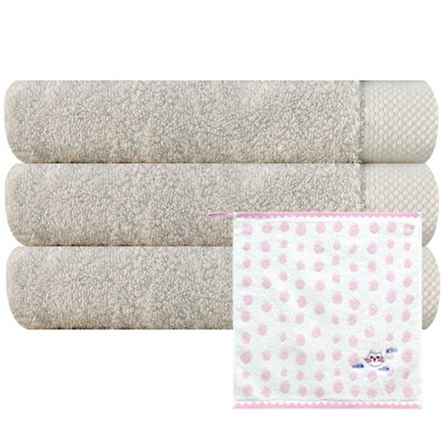 송월타월 호텔 피안느 타월 170g 3p + 고양이 핸드타월 분홍, 연베이지, 1세트
