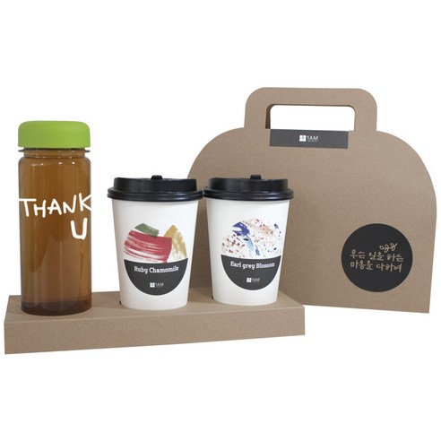 1AM 쥬뗌므 프리미엄 크라프트 THANK U 보틀 블랜딩차세트 연두뚜껑, 크라프트 패키지 + 루비 캐모마일티 3p + 얼그레이 블라썸티 3p + 연두 뚜껑 보틀 + 보틀용 메세지 스티커 THANK U + 캘리그라피 메세지 무슨 일을 하든 마음을 다하여, 1세트