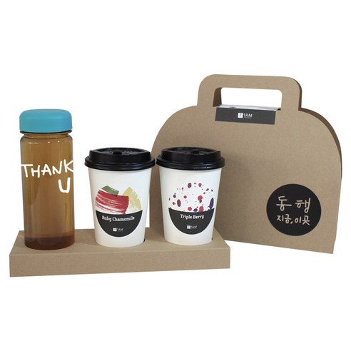 1AM 쥬뗌므 프리미엄 크라프트 THANK U 하늘뚜껑 보틀 블랜딩차세트, 크라프트 패키지 + 티백세트(테이크아웃잔 2p + 루비 캐모마일 3p + 트리플 베리 3p) + THANK U 보틀 스티커 + 트라이탄 보틀 + 동행 패키지 스티커, 1세트