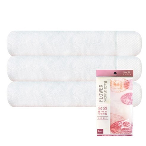 송월타월 호텔 피안느 170g 3p + 플라워 샤워타월 프레쉬 주황, 하얀색, 1세트