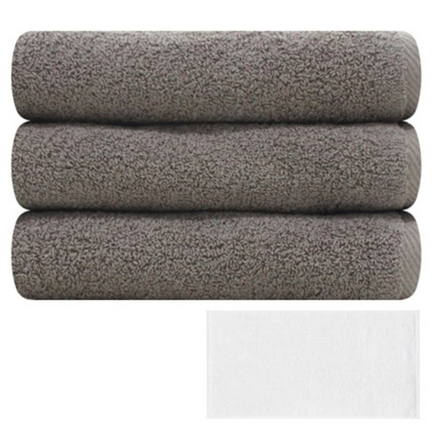 송월타월 호텔용 뉴컬러무지 수건 150g 3p + 바스 타올 30수 흰색, 갈색, 1세트