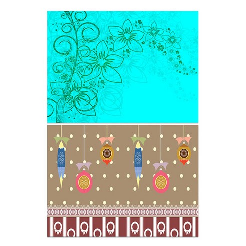 로엠디자인 실리콘 식탁매트 꽃향기 민트 + 즐거움, 혼합 색상, 385 x 285 mm