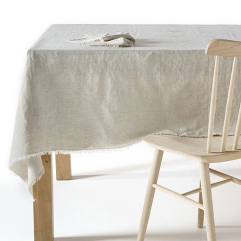 라흐두뜨 린넨 프린지 테이블보, natural, 정사각(150 x 150 cm)
