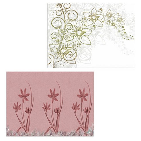 로엠디자인 실리콘 식탁매트 꽃향기 화이트 + 꽃, 6, 385 x 285 mm