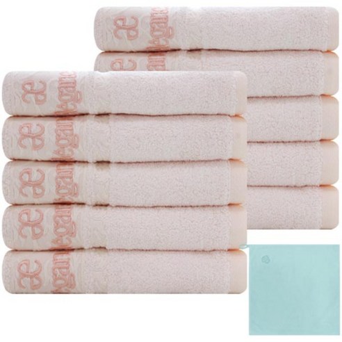 송월타월 엘레강스 뱀부 퓨어링 세면 수건 10p + 테리베이커리 고리 수건 랜덤 발송, 분홍, 1세트