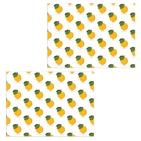 로엠디자인 실리콘 식탁매트 레몬패턴 2p, 혼합 색상, 385 x 285 mm