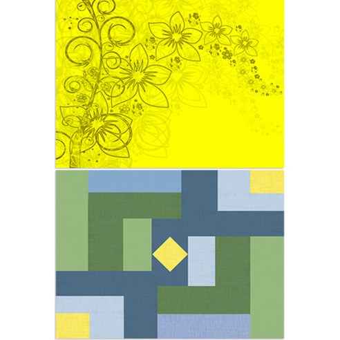 로엠디자인 실리콘 식탁매트 꽃향기 노랑 + 칠교패턴, 4, 385 x 285 mm