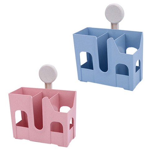 아울리빙 주방 3칸 조리도구 정리통 2p, 핑크, 블루