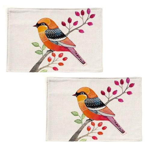 아울리빙 유럽풍 버드 데코 식탁매트 2p, E, 44 x 28 cm