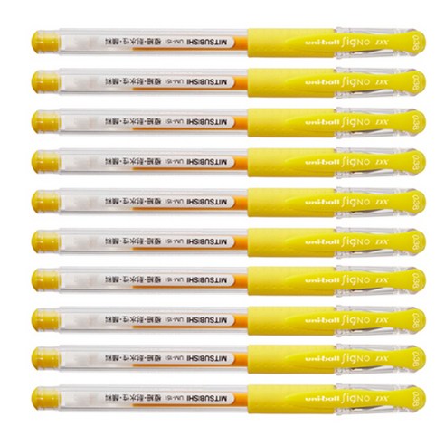 미쯔비시 시그노 유니볼 펜 UM-151 0.38mm, 옐로우, 10개입