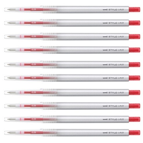 미쓰비시 스타일핏트 단색펜 0.28mm UMN-139, 레드, 10개입