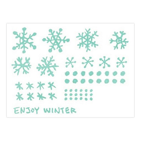 꿀밤 크레용 눈송이 데코스티커, 민트