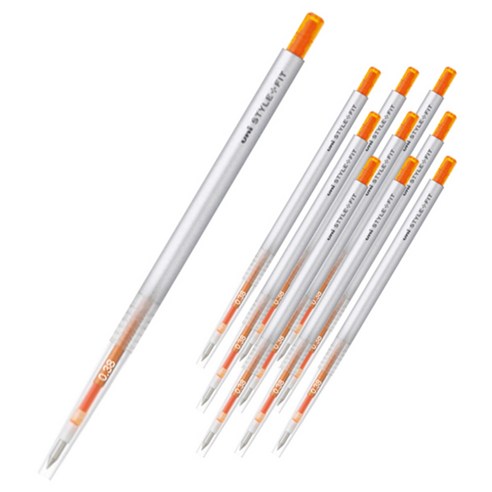 유니 스타일핏트 단색펜 UMN-139 0.38mm, 오렌지, 10개입