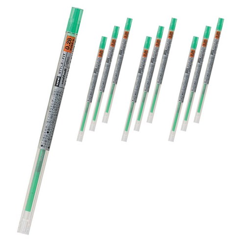 유니 시그노 스타일핏트 젤잉크 리필심 0.28mm UMR-109, 그린, 10개