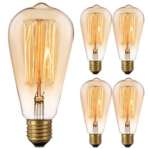 씨티오 LED 엔틱램프 필라멘트 ST64 60W 5p, 2700캘빈(K)