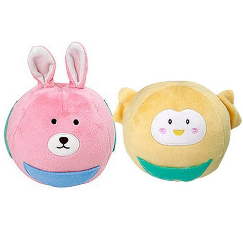 더플래 반려견 노즈워크 토이볼 50cm, 핑크(토끼), 옐로우(병아리), 2개입