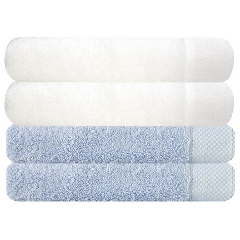 송월타월 피안느 170g 40수 수건 연파랑 2p + 뱀부얀 마르쉘 호텔수건 2p, 화이트, 1세트