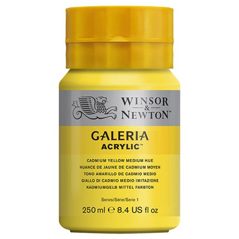 윈저앤뉴튼 갤러리아 아크릴 물감 Cadmium Yellow Med Hue, 250ml, 1색