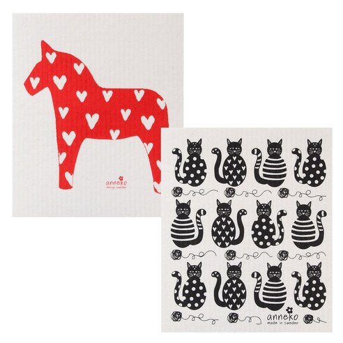 아네코 스웨덴 행주 2p 세트, 말 레드, 블랙캣