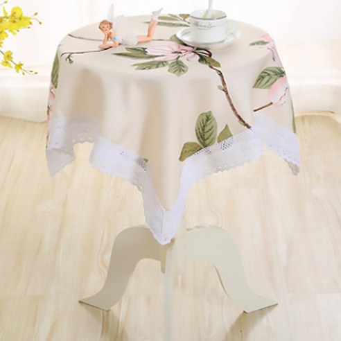 마켓감성 방수 플라워 테이블 보 4인용, 베이지코튼플라워, 100 x 150 cm
