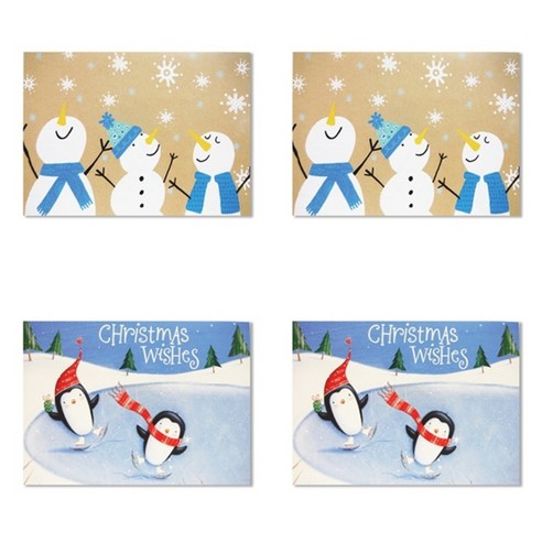 홀마크 눈사람 펭귄 크리스마스카드 2종 세트, IMW3674, IMW3691, 2세트