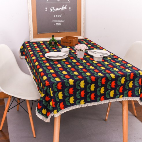 이코디 튤립 패턴 테이블 보, 혼합 색상, 140 x 200 cm
