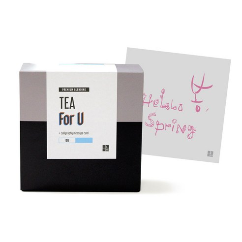 1AM Tea For U 블랜딩 티세트 얼그레이블라썸, 티백 6p + 미니 캘리그라피 카드 hello 봄, 1세트