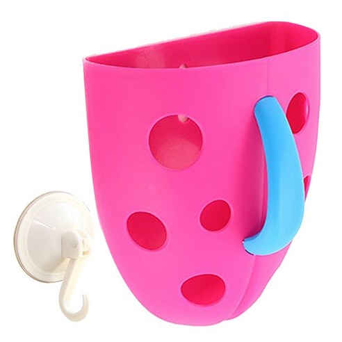 하늬통상 욕실 장난감 정리함+흡착고리, 핑크