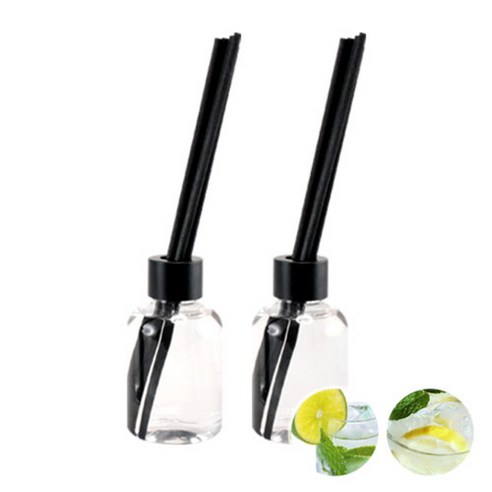 더아로마샵 디퓨져 리필액 100ml x 2p + 블랙 섬유스틱 10p + 블랙캡 2p, 라임바질, 프레쉬시트러스