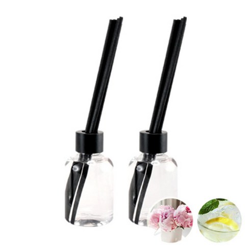 더아로마샵 디퓨져 리필액 100ml x 2p + 블랙 섬유스틱 10p + 블랙캡 2p, 피오니, 프레쉬시트러스