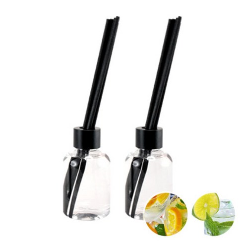 더아로마샵 디퓨져 리필액 100ml x 2p + 블랙 섬유스틱 10p + 블랙캡 2p, 프레쉬앤쥬시, 라임바질