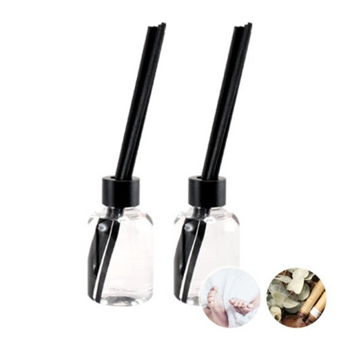 더아로마샵 디퓨져 리필액 100ml x 2p + 블랙 섬유스틱 10p + 블랙캡 2p, 베이비파우더, 유칼립투스