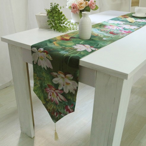 아리코 25 kitchen 유럽풍 테이블 러너, 플래그 연꽃, 4인(30 x 180 cm)