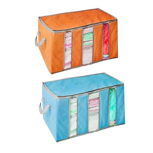 마켓감성 퀼트 부직포 리빙박스 65L, 랜덤 발송, 2개입