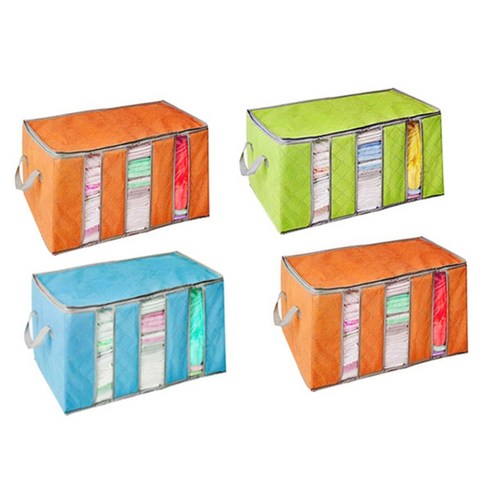 마켓감성 퀼트 부직포 리빙박스 65L, 랜덤 발송, 4개입
