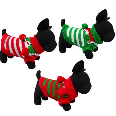 펫나인 강아지와 고양이 크리스마스 스웨터 3p, 그린, 레드, 그린 레드