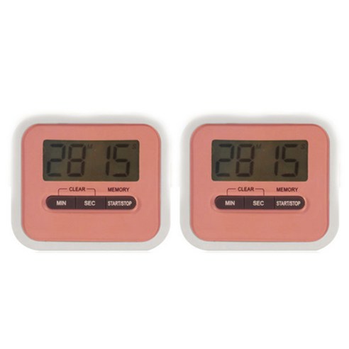 블럭마트 자석 주방 디지털타이머, 핑크, 2개