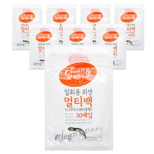 유하우스 일회용 위생 멀티백, 중(M), 30개입, 8개