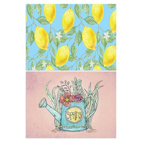 로엠디자인 실리콘 식탁매트 2p 레몬, 화분01, 385 x 285 mm