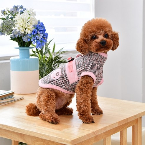 핑카홀릭 글렌체크 강아지 집업, 인디안핑크