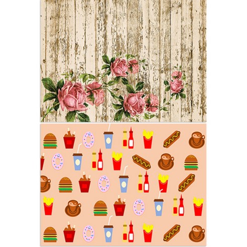 로엠디자인 실리콘 식탁매트 마루 위 장미 + 인스턴트, 혼합 색상, 385 x 285 mm