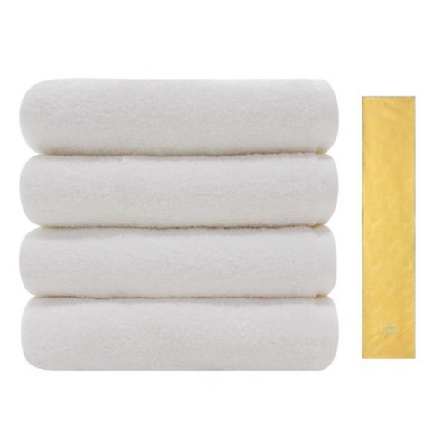 송월타월 노블레스 타월 150g 4p 아이보리 + 아날도바시니 블록패턴 스포츠 타올, 노랑, 1세트